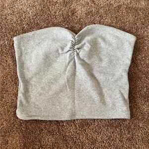 Forever 21 Gray Ruched Bustier Crop Top